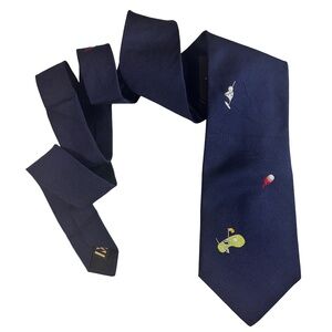 Nicole Miller NYC Neck Tie Textured Silk Luxury Golf Motif Y2K NOS NWT Made USA